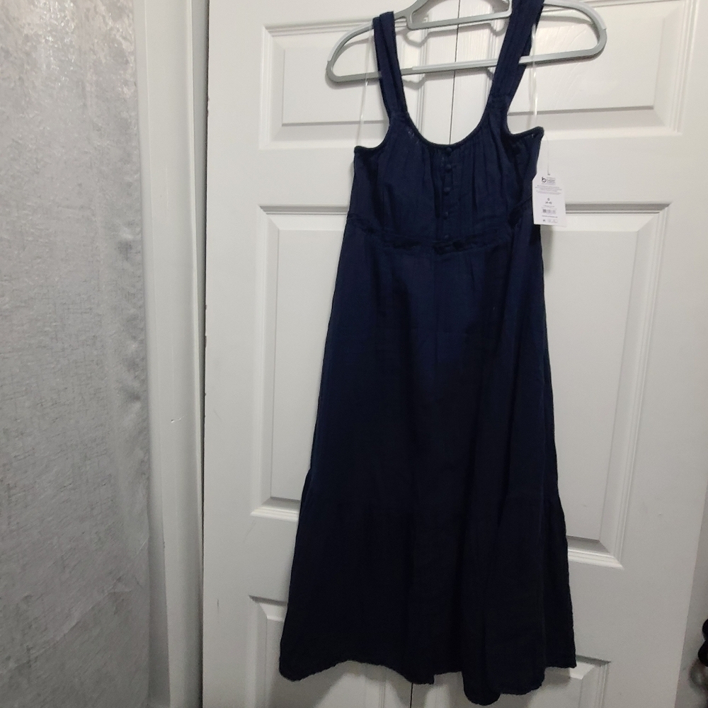 Time and Tru Deep Blue Cotton‎ Midi Tiered Dress NWT - Picture 13 of 16